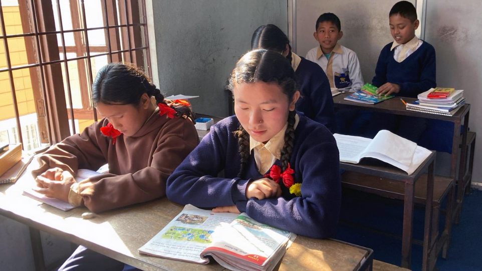 Students engage with their lessons at Hamro Ghar. Photo credit: GoodWeave International